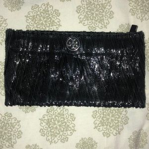 Tory Burch Black Sequin-Embellished Clutch